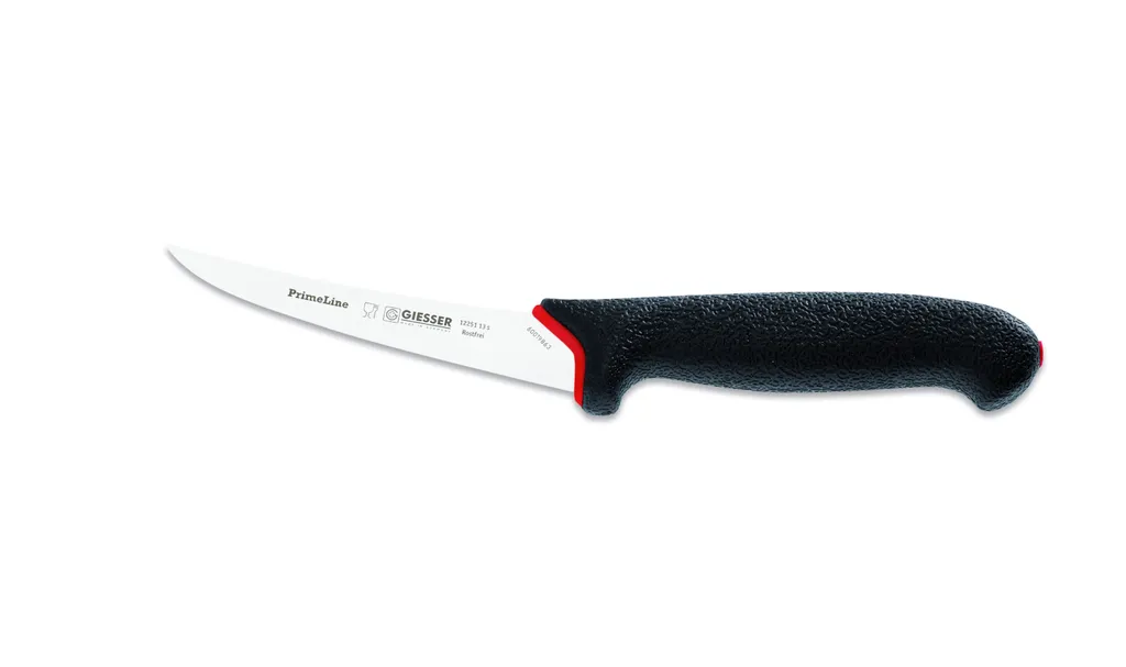Giesser Messer Ausbeinmesser Fleischmesser PrimeLine Klinge gebogen Griff geschlossen - 13 cm, Stark, Schwarz